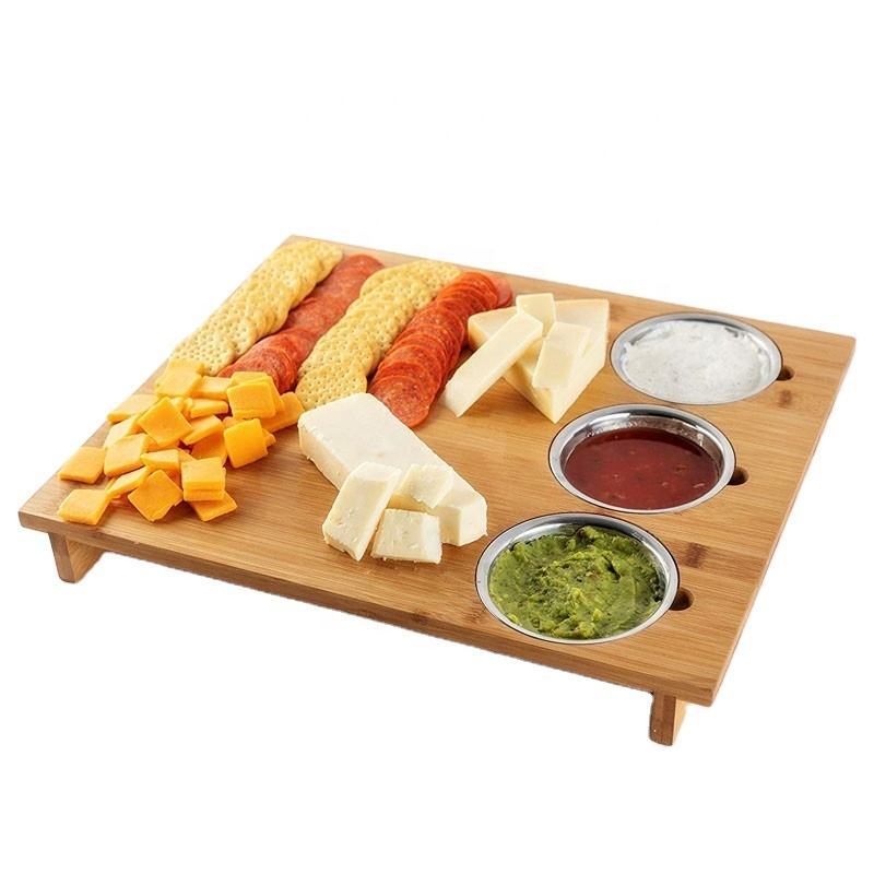 Tabla de cortar de bambú creativa con tazón de almacenamiento tabla de cortar hogar tabla de cortar de frutas y verduras queso filete de queso Tabla de pizza