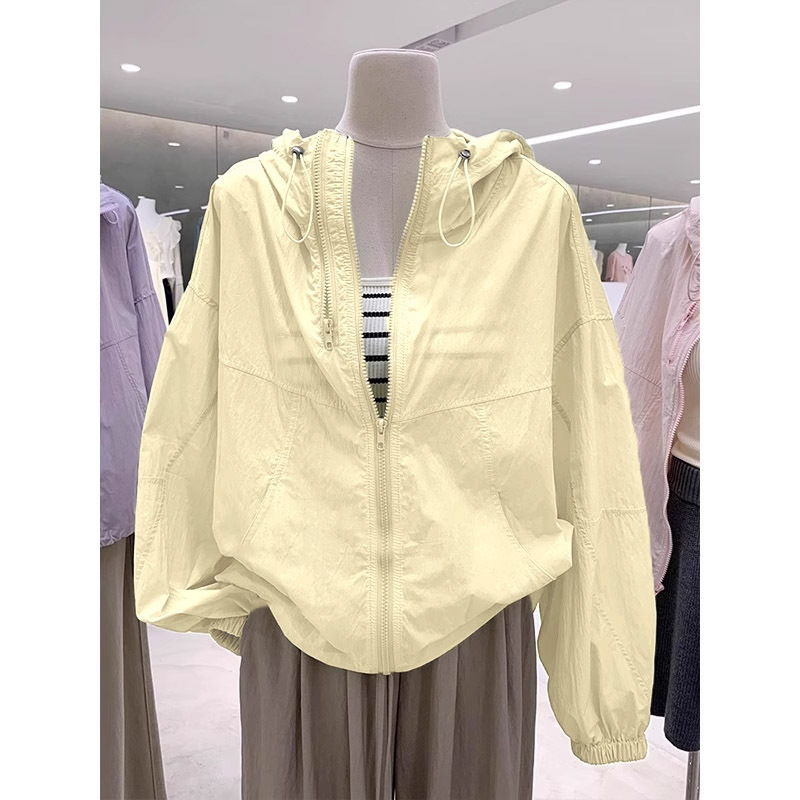 夏季新季宽松双拉链防晒衣女单层薄款连帽冲锋衣轻薄外套女防晒服|undefined