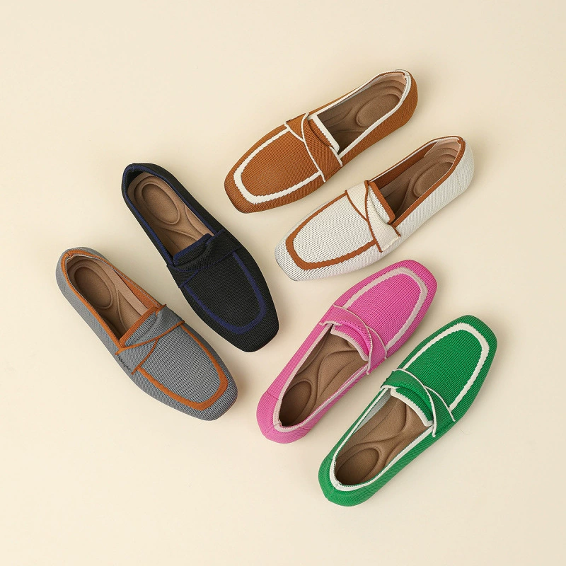 Женские туфли-принцессы 2025, квадратный носок, плоская подошва, неглубокий вырез, плетеные туфли, туфли на одной ноге, большие размеры, туфли-бини для женщин