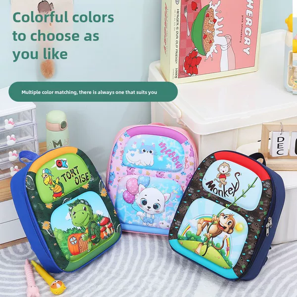 New Foreign Trade Boys and Girls Cute Cartoon Backpack Large Capacity Wear-resistant Backpack for Kindergarten Schoolbag Eggshell Bag Batch