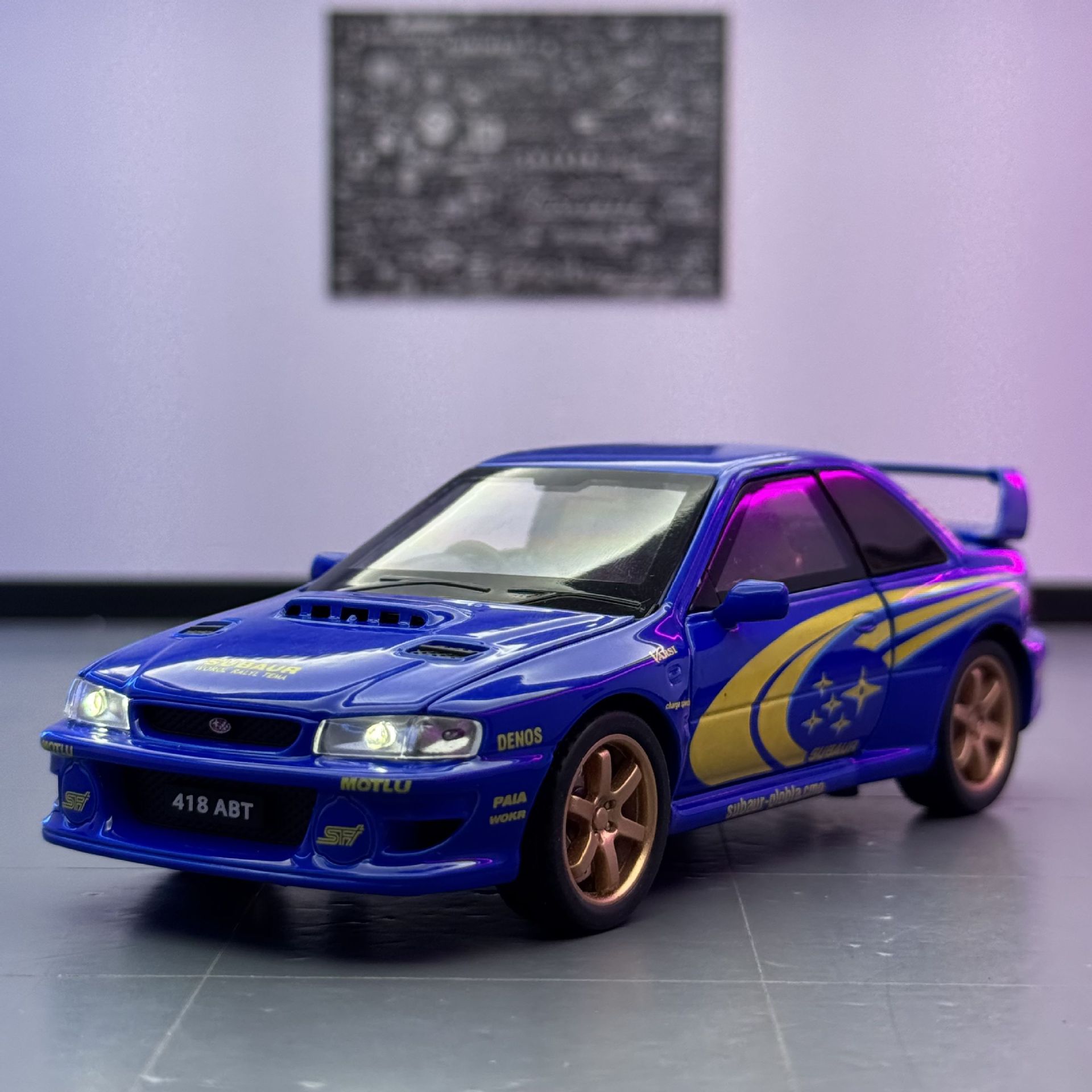 Zhongyuanxing Car Model 1:32 Subaru Impreza Alloy Rally Car Sound Model Adornos