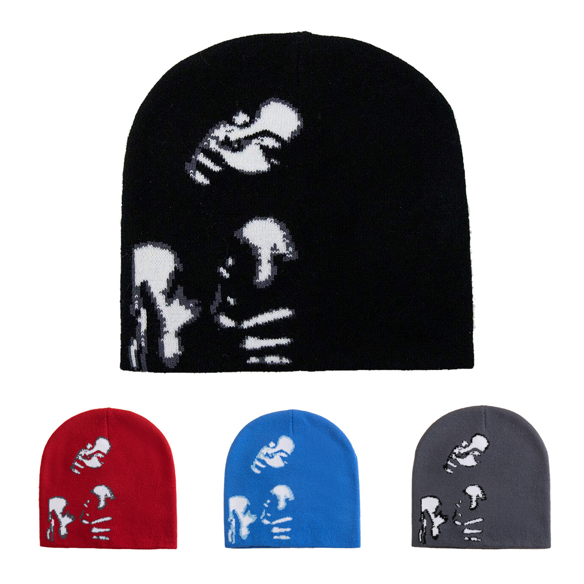 Fashionable Knitted Beanie Hat With Graphic Pattern For Men_voghion.com