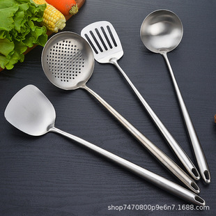 304 stainless steel full steel handle spatula extended spatula suit household soup spoon colander chef spatula spoon