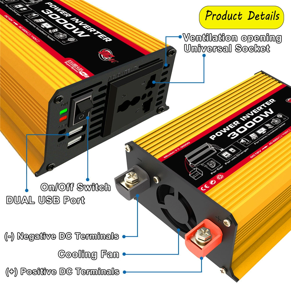 Рекаверж преобразователь 12V в 220V/110V 300W умный автомобильный инвертор кросс-бордер 3000W двойной USB