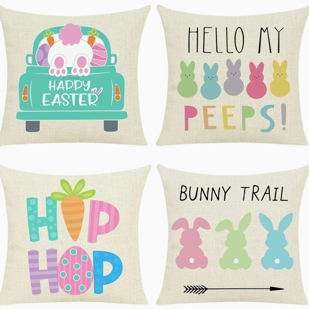 Amazon nuevo huevo de Pascua transfronterizo funda de almohada lino conejo simple funda de almohada cojín de sofá doméstico
