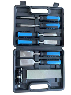 Knock-resistant chrome vanadium steel plastic handle flat chisel woodworking non-slip punch chisel tool eight-piece set suit