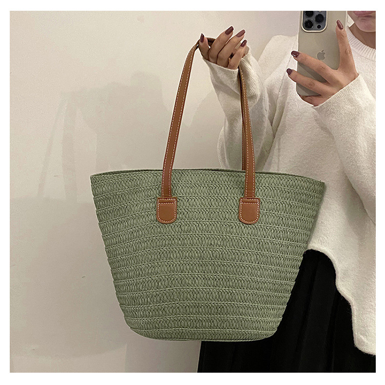 Straw Tote Bag - Green