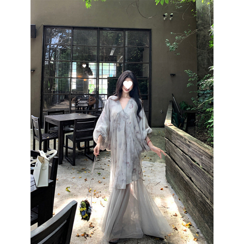 JUEMEI |2025巨好看的夏装薄纱连衣裙女宴会新中式禅意风长裙子|undefined