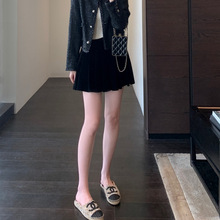 法式时髦 品质丝绒高腰显瘦百褶短裙女半身裙女25秋冬新款G090513