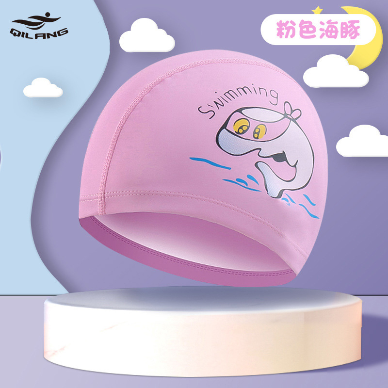 Gorro de natación para niños Revestimiento de PU de dibujos animados lindo niños y niñas impermeable protección para los oídos impresión logo gorra de natación ventas directas de la fábrica
