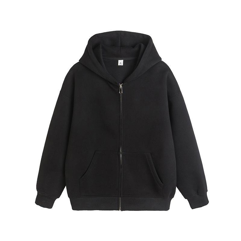 2024 autumn and winter new men's fleece-lined thickened color silver zipper cardigan loose fashion brand hooded sweater 2024 autumn and winter new men's fleece-lined thickened color silver zipper cardigan loose fashion brand hooded sweater