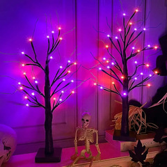 LEDツリーライト紫橙小ツリーライトハロウィーン装飾ツリーライト室内家庭鬼祭り装飾パーティー装飾