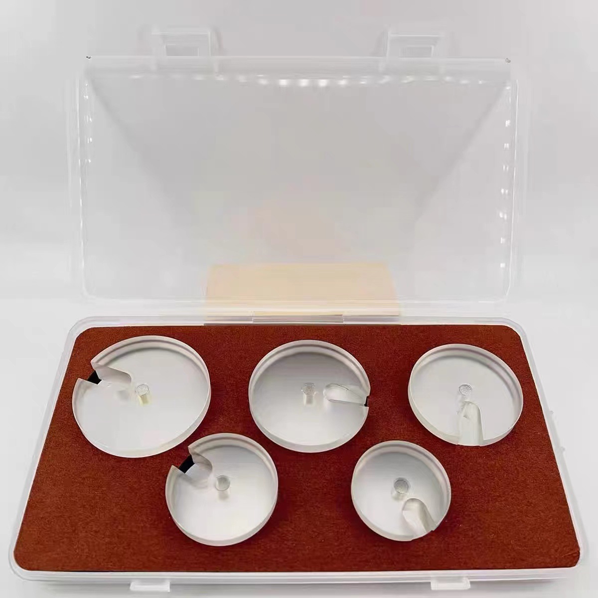 修表工具配件压盖机透明胶碗压玻璃日历表蒙平面模具5个盒装