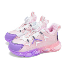 儿童大棉运动鞋冬季新款男童加绒棉鞋防寒保暖皮面休闲鞋