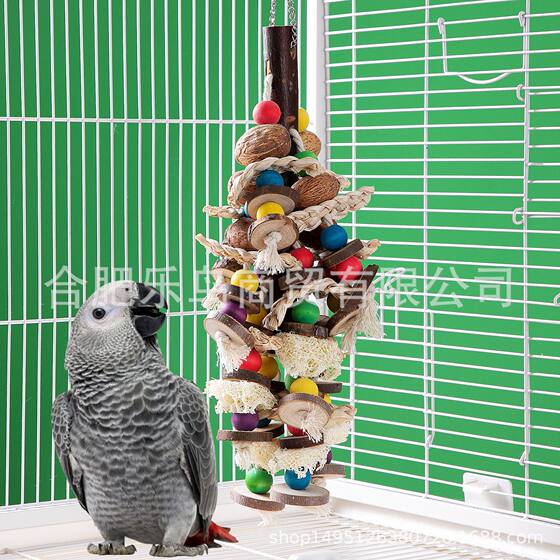 Parrot Toys, Bird Toys, Chewing and Boredom Relief, Climbing Toys, Wooden Beads, Wooden Blocks, Corn Leaves, Dried Loofah, Chewing Strings, Cross-Border