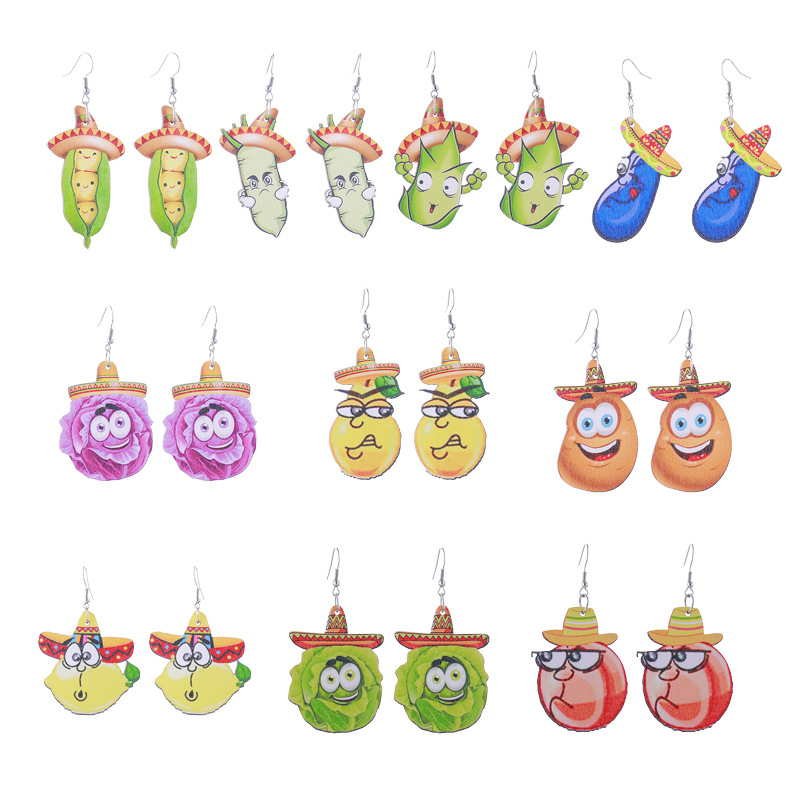 wooden rainbow earrings