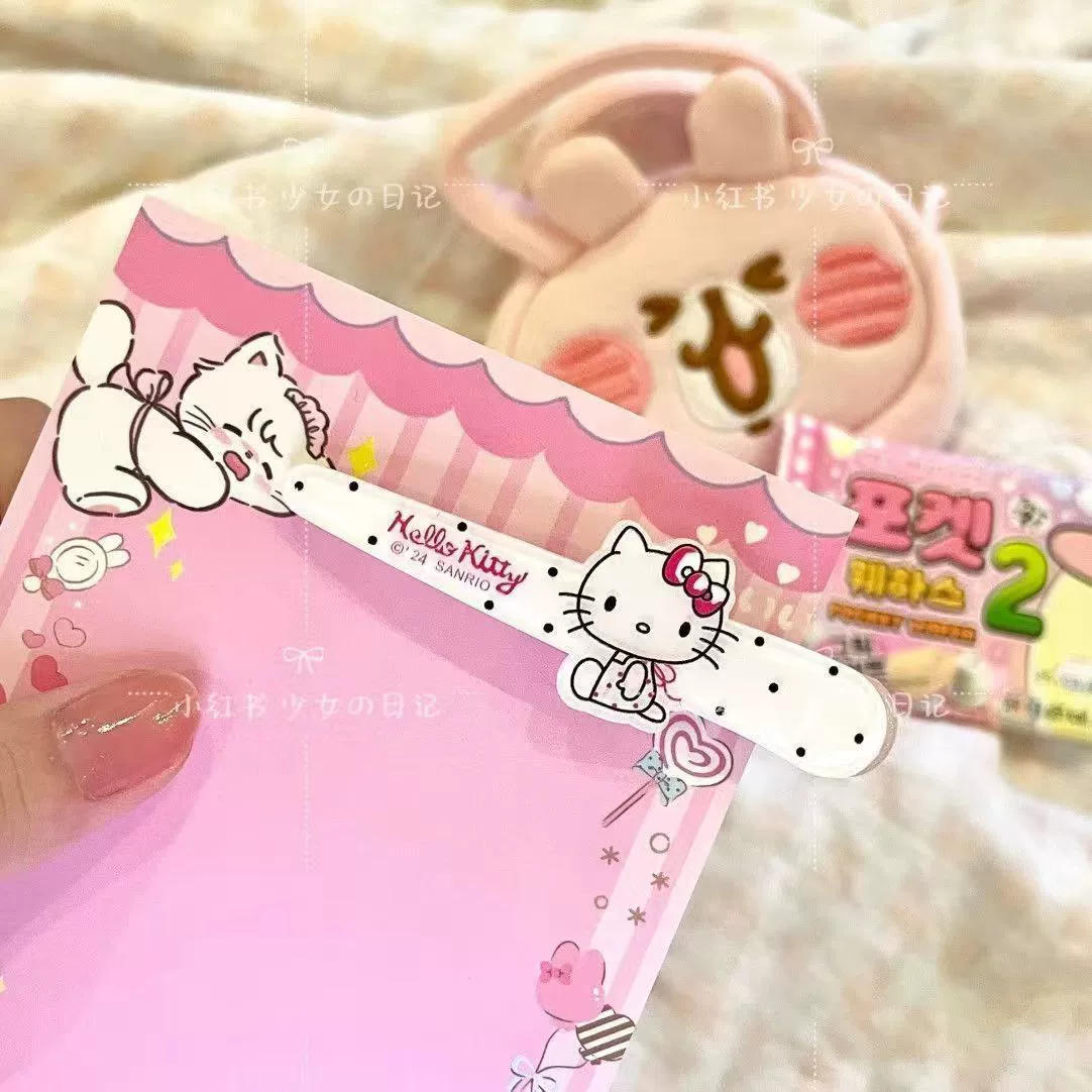 Заколка для волос (Sanrio Hello Kitty) мультяшная для челки, акрил с горошком, 2 цвета