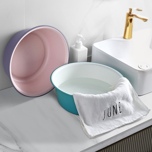 Thickened plastic washbasin contrasting color household large laundry basin baby small basin student dormitory footbath