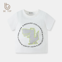 男童t恤短袖纯棉印花反光新款儿童宝宝夏季卡通半袖童装一件代发