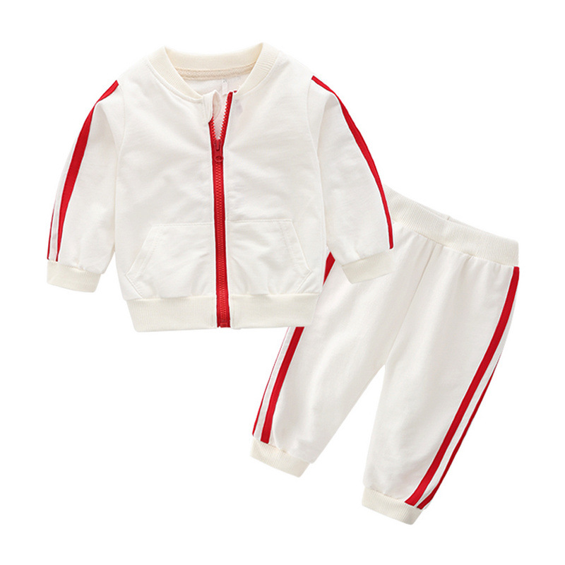 Versión coreana del bebé bebé de manga larga de punto en contraste color cremallera ropa de otoño traje deportivo pantalones cómodos ropa de niños transfronterizos kids image 4