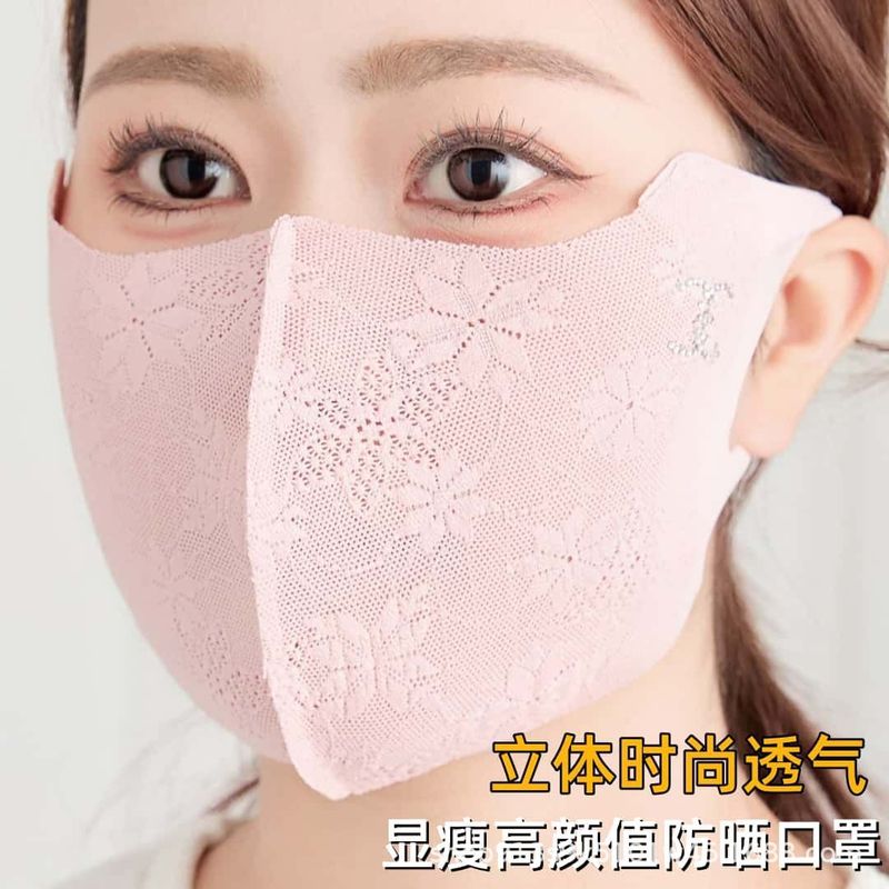 2025年新作夏用マスク、レース日焼け止めマスク、薄型、拡大、女性用目の保護、伸縮性、高価値、軽くて薄い|undefined