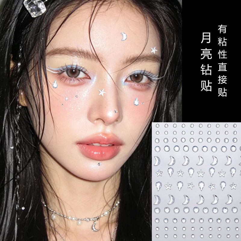 Moon Love Rhinestone Sticker Tears Drill Water Drops Self-adhesive Makeup Eye Face Flash Children's Performance Makeup Diamond Sticker
