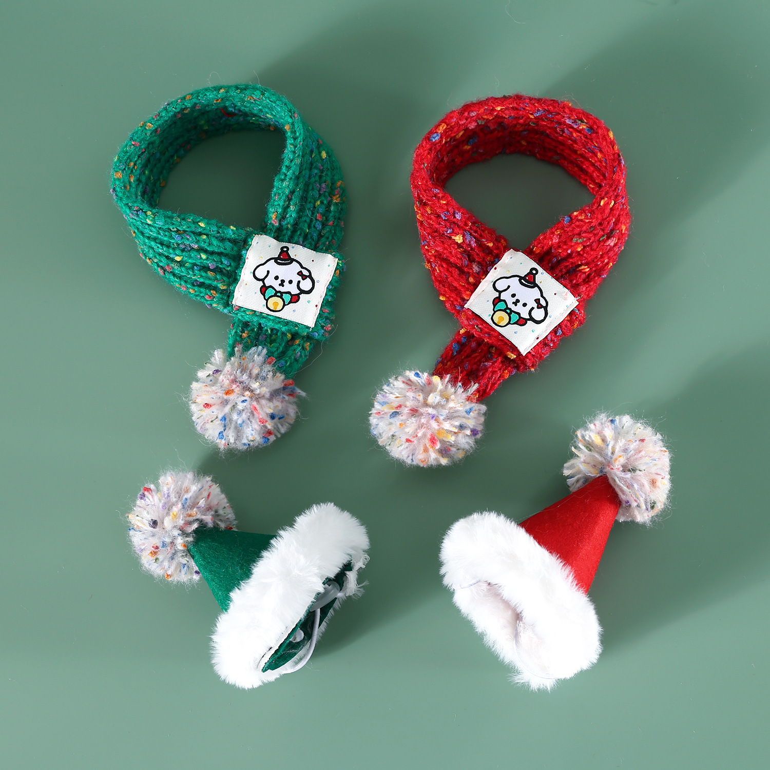 2024 mascotas Mahai frijoles bufandas de Navidad bola de nieve perros grandes y medianos perros gatos conejos sombrero conjunto de lana