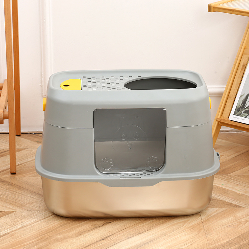 국경 간 Amazon 스테인레스 스틸 고양이 쓰레기 상자 가정용 강화 스테인레스 스틸 대형 분리형 고양이 화장실 고양이 쓰레기 상자