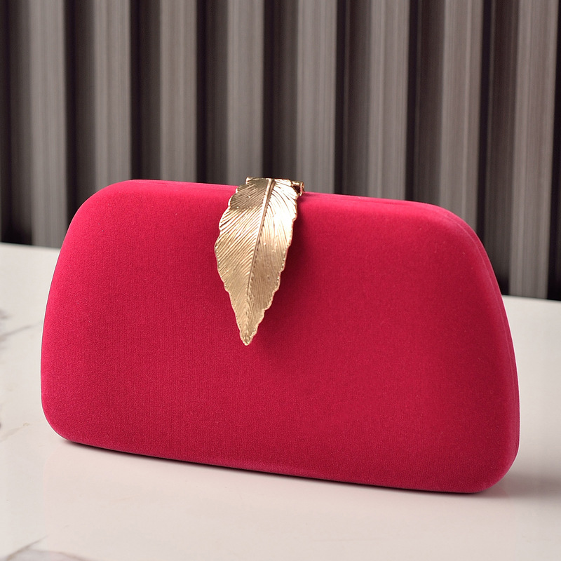 Nuevo comercio exterior transfronterizo bolsa de cena de terciopelo hoja bolso de mujer bolso cheongsam bolso de mano celebridad bolso de fiesta de terciopelo
