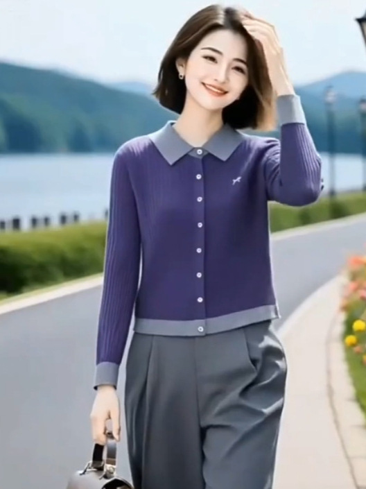 设计感针织开衫两件套女2025秋季新款休闲大方得体穿搭阔腿裤套装|undefined