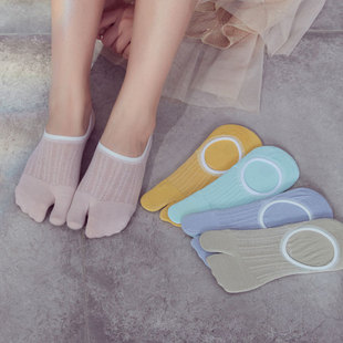Two-Toe Socks, Boat Socks, Summer Mesh Breathable Thin Cotton Non-Slip Pig's Trotters, Low-Cut Women's Sweat-Absorbent Flip-Flops, Two-Toe Socks with Split Toes