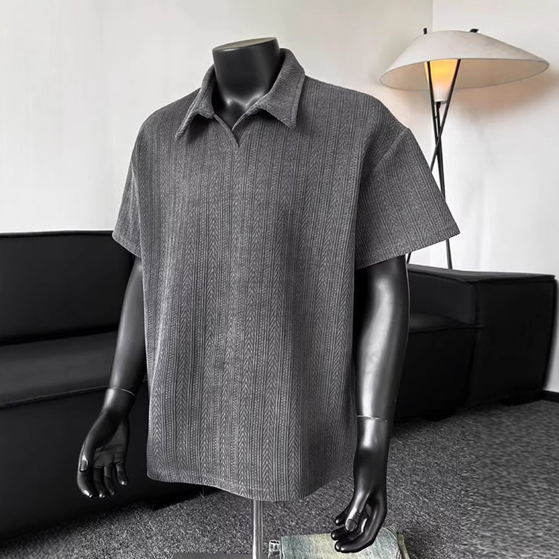 Wheat Ear Pattern Jacquard Polo Collar Short-Sleeve Men's American Retro Old Money Style Turn-Down Collar T-Shirt with Half-Sleeves, Available for Dropshipping Wheat Ear Pattern Jacquard Polo Collar Short-Sleeve Men's American Retro Old Money Style Turn-Down Collar T-Shirt with Half-Sleeves, Available for Dropshipping