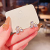 Silver needle, zirconium from pearl, fashionable retro design earrings with bow, silver 925 sample, trend of season