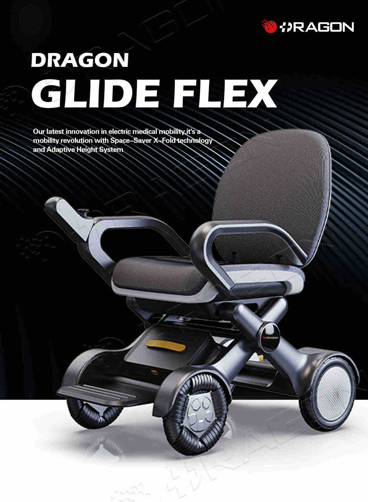 24 new intelligent wheelchair scooter X folding seat height adjustment 360 ° flat rotating turn wheelchair