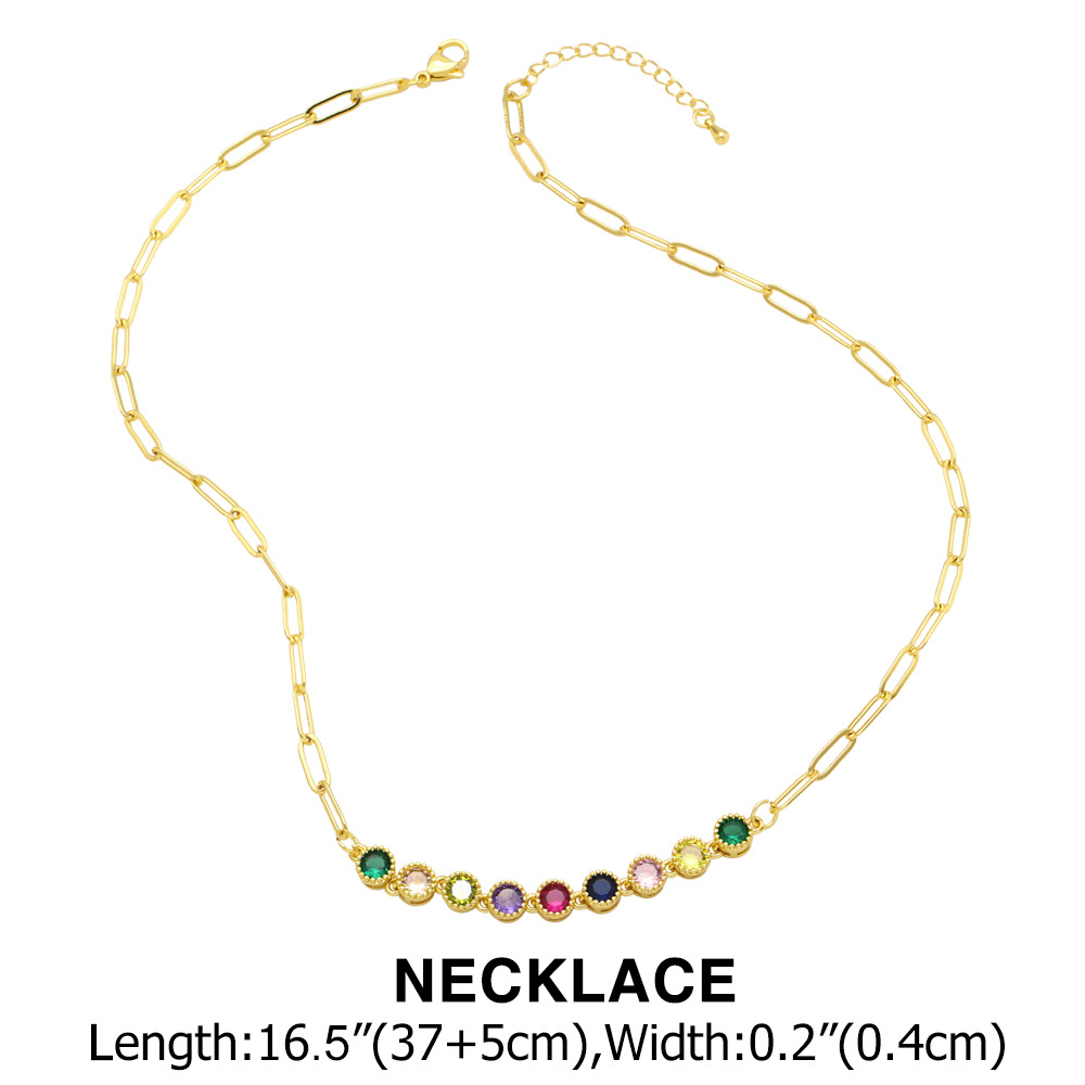 Fashion Round Copper Inlay Zircon Bracelets Necklace