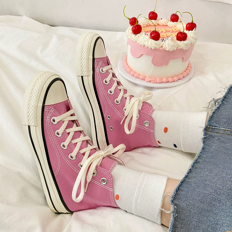 Канвасовые кроссовки высокие (Canvas High-Top Sneakers), корейский стиль, классика повседневная, размеры EU 35–44