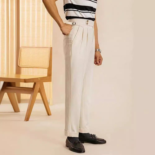 Korean style all-match casual pants, men's straight all-match loose pendant solid color western pants, men's trendy suit pants, black