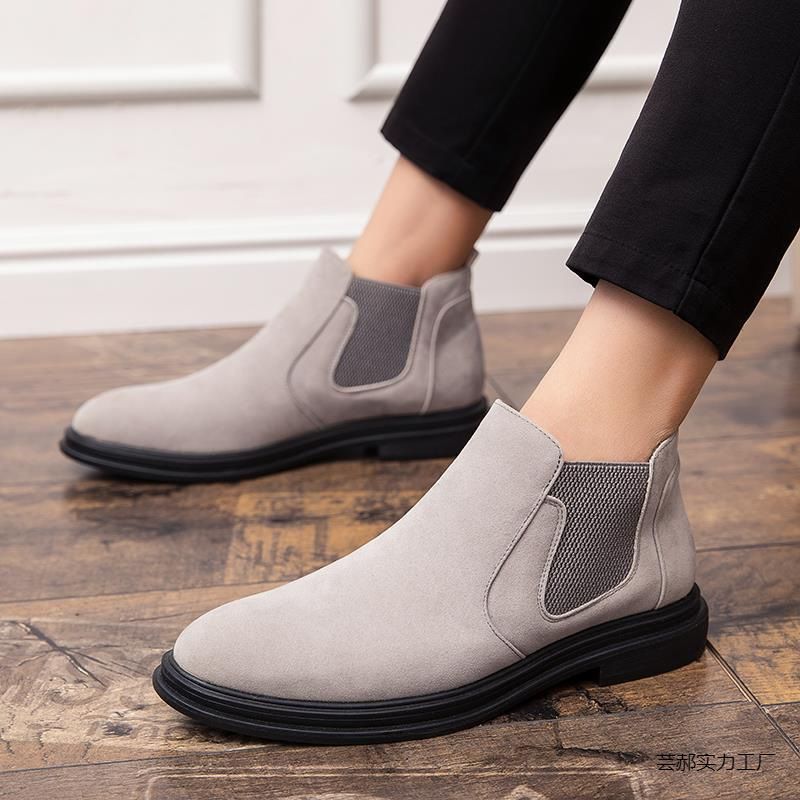 (2개) 마틴 부츠 안티 벨벳 내부 높이 증가 영국 헤어 스타일리스트 가죽 신발 남성 높이 증가 하이탑 신발 블랙 캐주얼 신발 윤하오