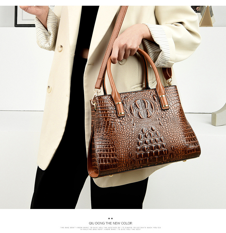 Elegant Crocodile Pattern Leather Handle Bag For Women_voghion.com