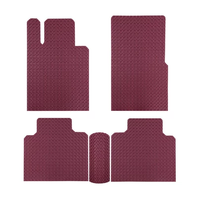 Universal Foot Pad: odorless rubber waterproof carpet-style - burgundy-complete-set-of-five-seats