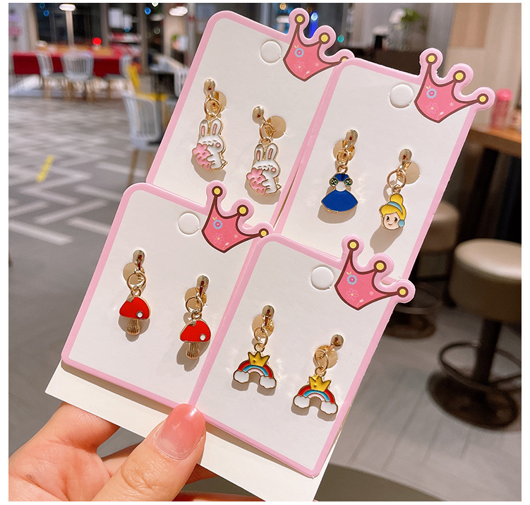 Cartoon Style Rabbit Rainbow Bear Alloy Kidu0027S Drop Earrings 1 Pair