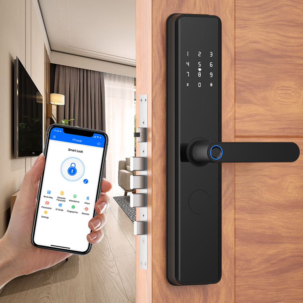 Cerradura Inteligente Home Guard X9, Huella/Contraseña, Semiautomática, Puerta Entrada