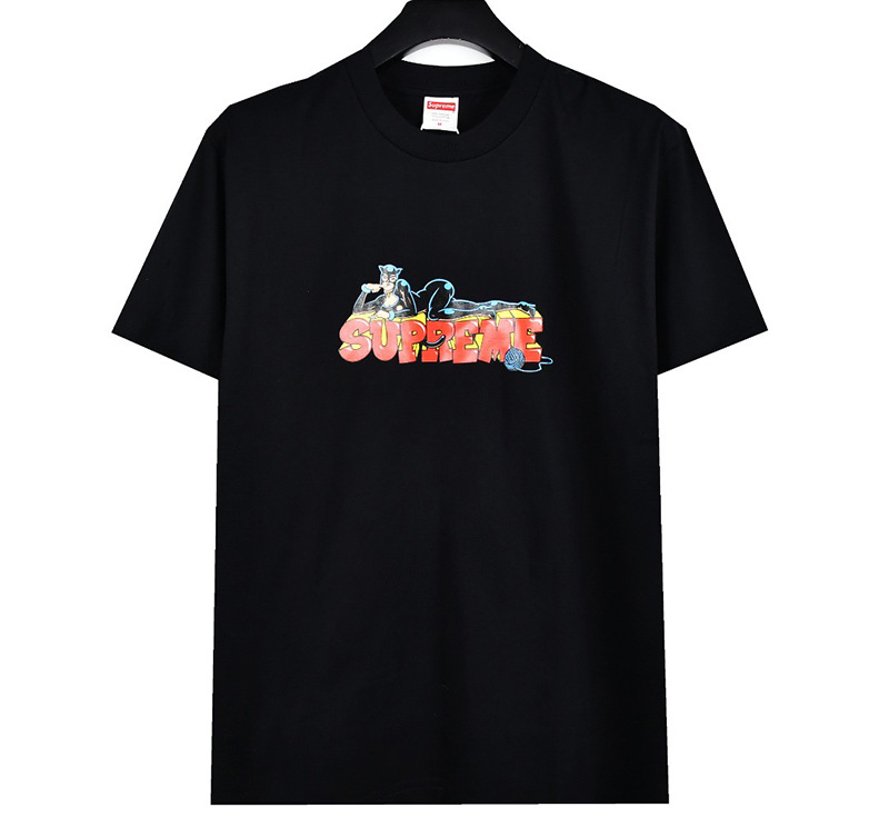 ヘビーウェイトクロスボーダー アメリカンファッション Supreme レタープリント Tシャツ BOX ラウンドネック 半袖 メンズ レディース ゆったり カジュアル Tシャツ 男女兼用