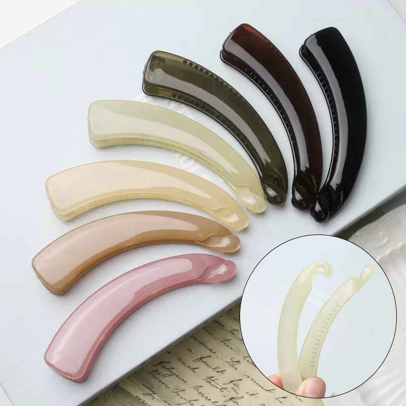 韩系简约棕色香蕉夹气质女马尾夹大号竖夹后脑勺发卡扭夹头饰发夹