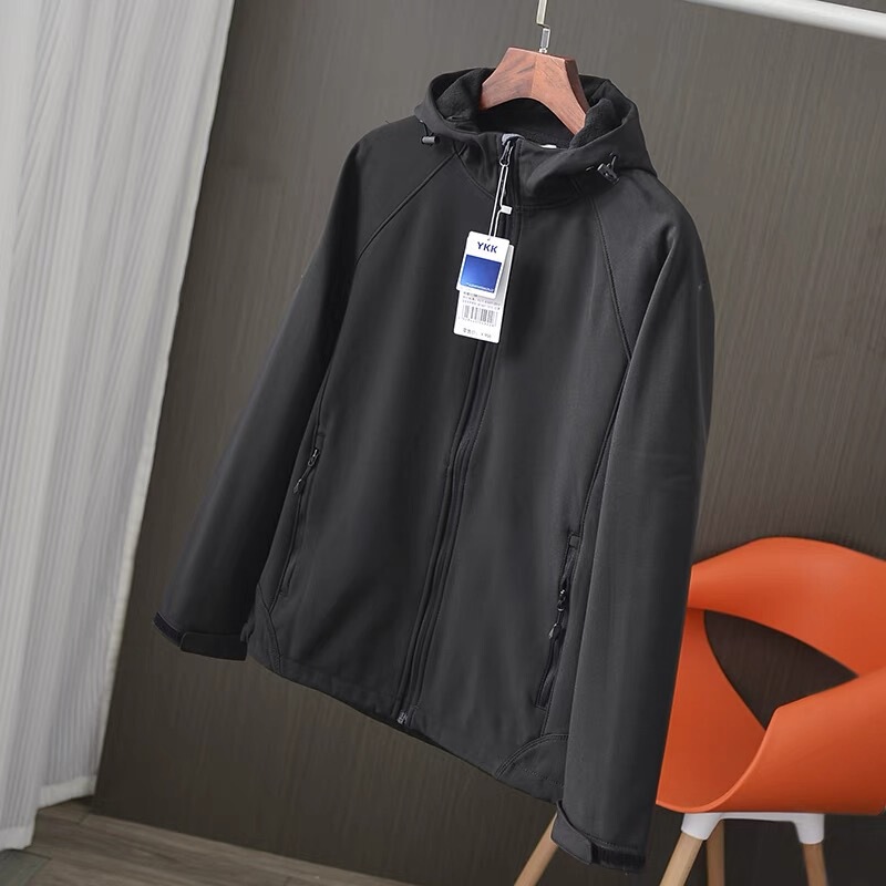 Spring and Autumn Solid Color Outdoor Soft Shell Clothes Men's Couple's Water-repellent Storm Clothes Windproof Breathable plus size Fishing Clothes Women