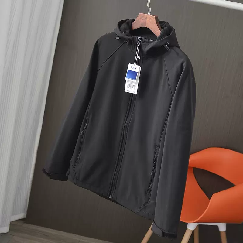 春秋季纯色户外软壳衣男情侣防泼水冲锋衣防风透气大码钓鱼服女