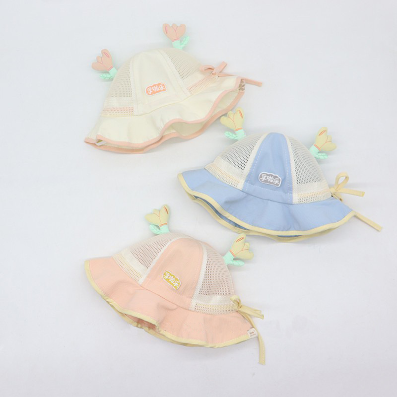 Sombrero para bebés primavera y verano respirable malla mujer bebé pescador sombrero de verano niñas ajustable sombrero de bañera de protección solar