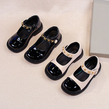 女童鞋公主鞋2024春秋新款兒童皮鞋軟底英倫風小皮鞋女孩單鞋黑色