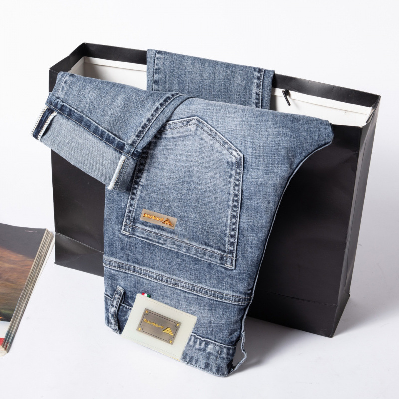 High-Quality European Men's Jeans for Spring and Autumn, Simple and Versatile, Urban Trendy Brand, Business Slim Fit, Skinny, Stretchy, Light Luxury High-Quality European Men's Jeans for Spring and Autumn, Simple and Versatile, Urban Trendy Brand, Business Slim Fit, Skinny, Stretchy, Light Luxury