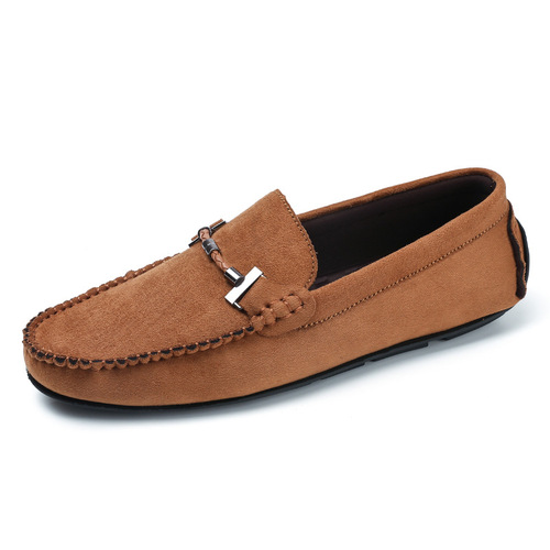 2025 New Four-Season Men's Shoes Korean Style Fashion Casual Slip-On Soft Sole Fleece Bean Shoes Flat Men's Shoes